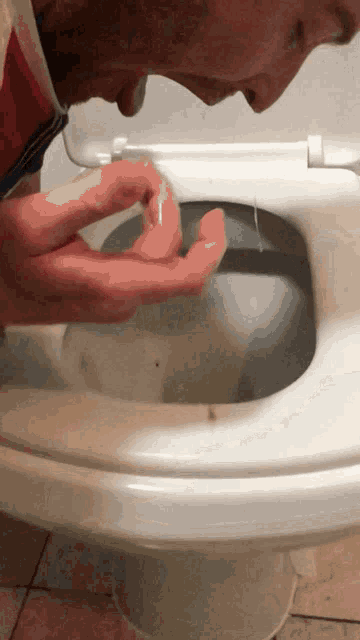 a close up of a person 's hand on a toilet seat