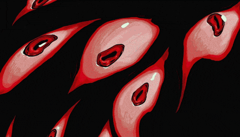 a drawing of a person 's face with blood coming out of their mouth