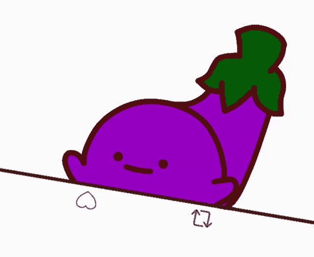 a purple eggplant with a green leaf on top