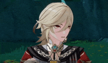 a video game character with the name kavel written on his chest