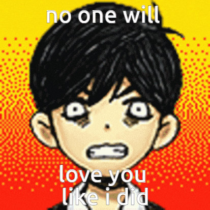 a pixel art of a boy with the words " no one will love you like i did " on it