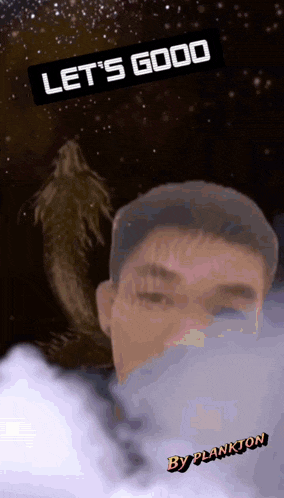a picture of a man with a dragon behind him and the words let 's good above him