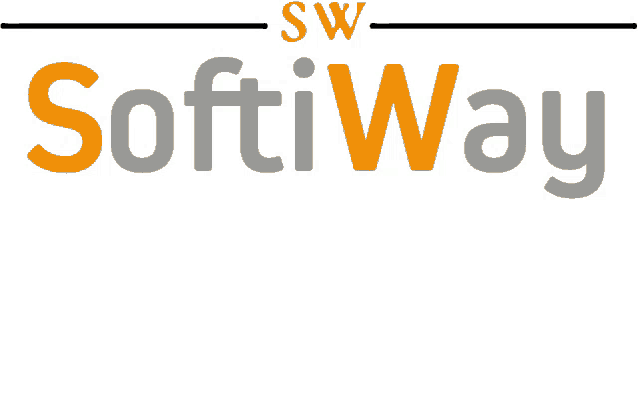 a logo for a company called softiway with orange letters