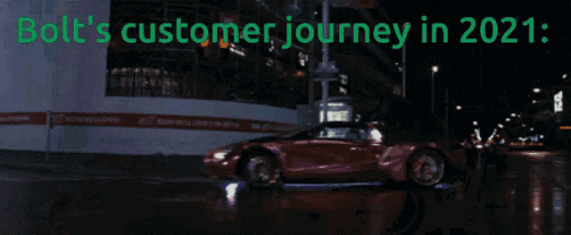 bolt 's customer journey in 2021 is written in green on a dark background