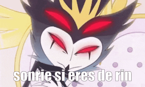 a cartoon character with red eyes and a crown on his head .