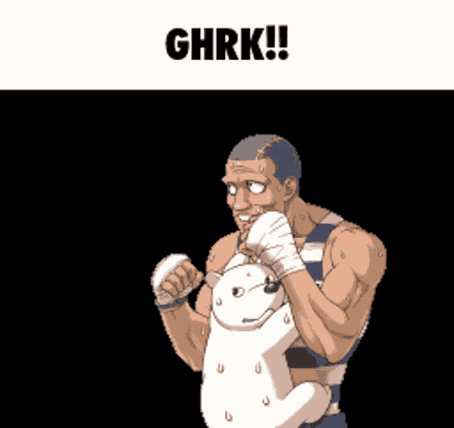 a cartoon of a man with the word ghrk on the top