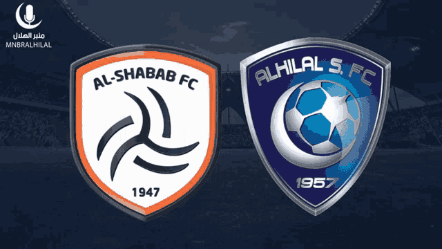 the logos for alshabab fc and alhilal s. fc are shown
