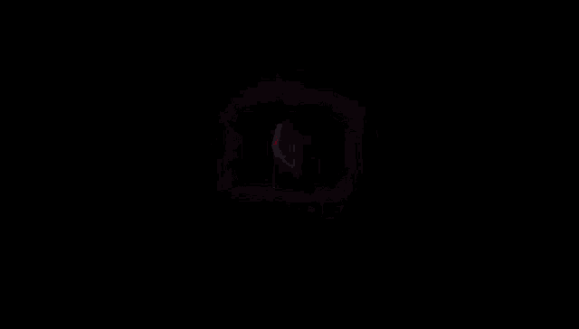 a red letter d with a white border on a black background