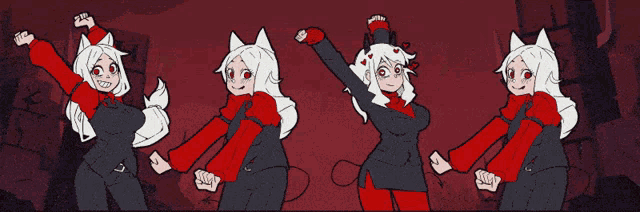a drawing of a girl with a cat ear and horns
