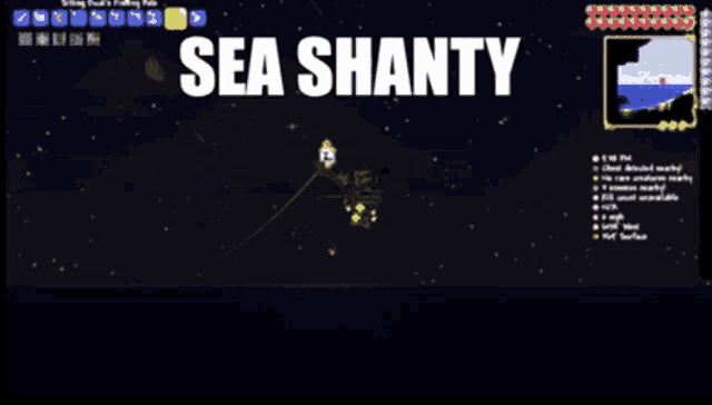 a computer screen with the words sea shanty written on it