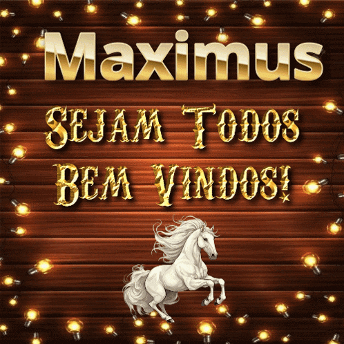 a sign that says maximus with a horse in the middle