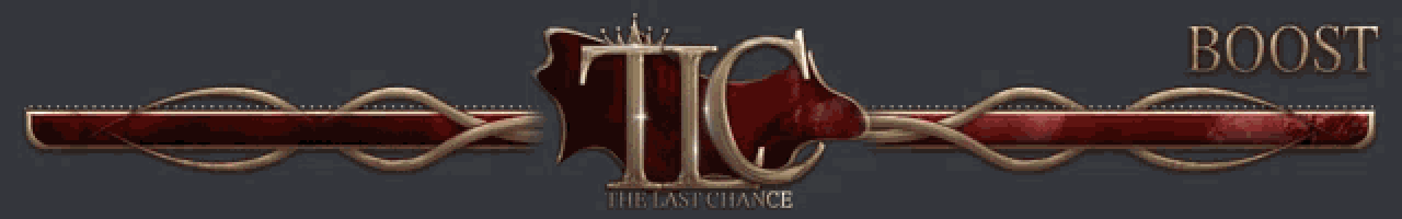 a logo for tic the last chance with a red and gold design