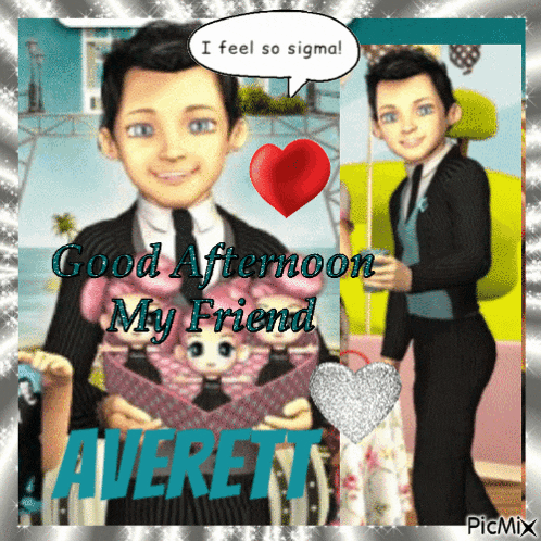 a boy in a suit and tie says good afternoon my friend averett