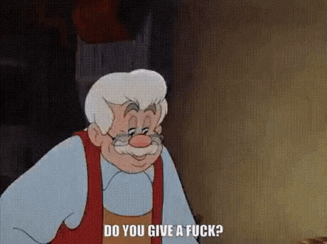 a cartoon character is asking do you give a fuck ?
