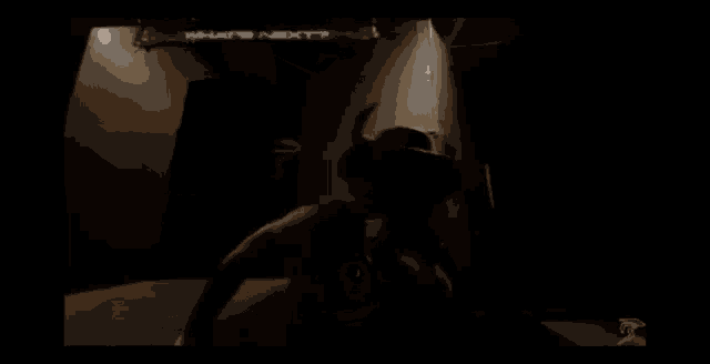 a man wearing a cowboy hat is standing in a dark room .