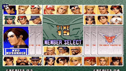 a screenshot of a video game that says time 15 and member select
