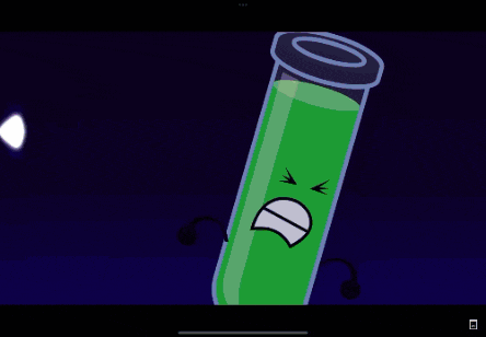 a cartoon drawing of a test tube with a face and arms