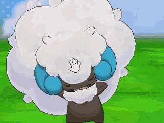 a pixel art drawing of a sheep covering its ears