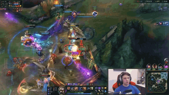 a man is playing a video game with the enemy slain