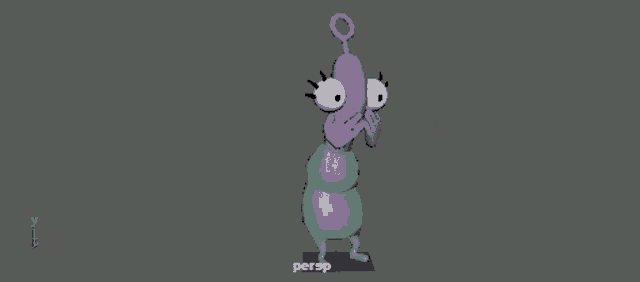 a 3d model of a cartoon character with the word persp on the bottom right