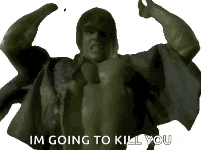 a statue of the hulk with the words i 'm going to kill you on the bottom