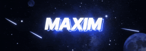 a blue background with the name maxim written in white