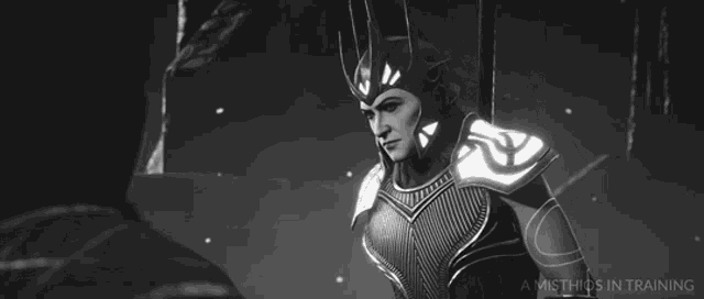 a black and white photo of a man in a knight 's armor holding a spear .
