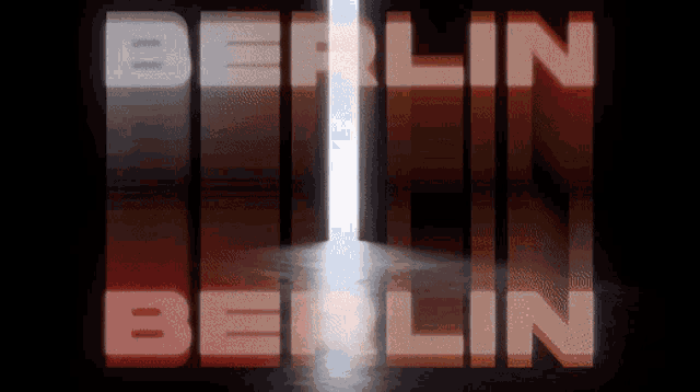 the word berlin is displayed on a black background