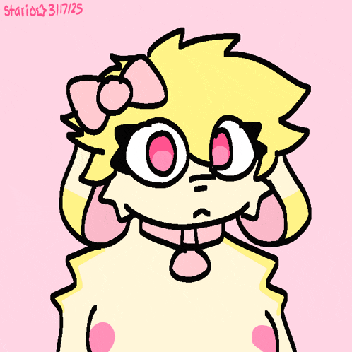 a drawing of a girl with a pink bow on her head is dated 3/17/15