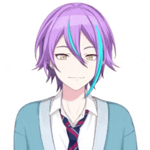 a boy with purple hair and blue streaks is wearing a tie and sweater