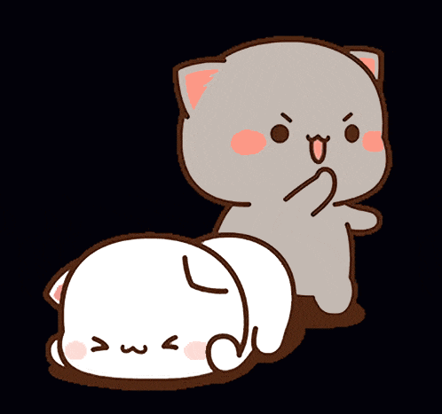 a cartoon drawing of a cat laying on another cat
