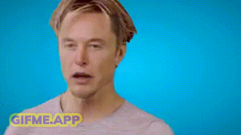the back of a man 's head is shown with a blue background and a gif me app sticker .