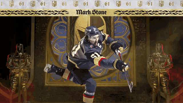 a hockey player with the name mark stone on the front of his jersey