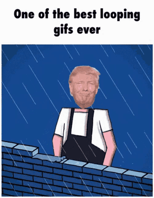 a cartoon of a man standing on a brick wall with the caption one of the best looping gifs ever