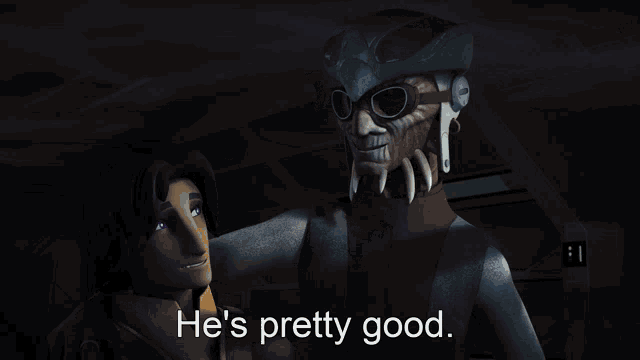 a cartoon character says " are you looking for a crew " next to another character