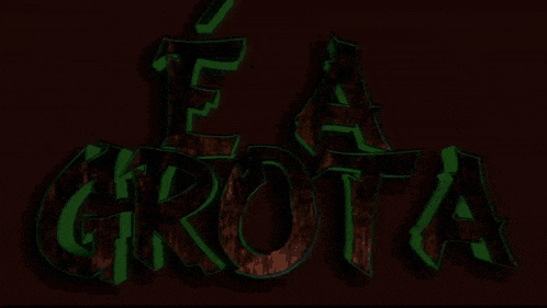 a drawing of the word ea grotta with blue letters