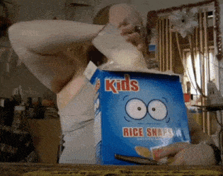 a box of kids rice snaps with a face on it