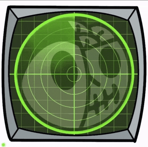 a cartoon drawing of a radar with a skull on it