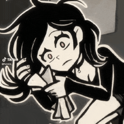 a black and white drawing of a girl with a tiktok watermark