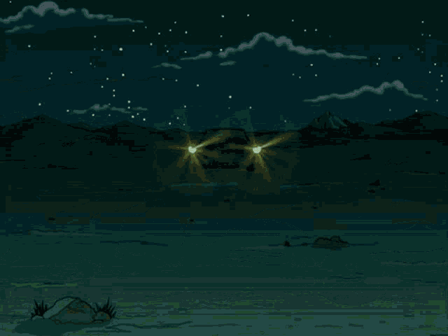a cartoon of a car with the lights on