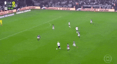 a soccer game is being played on a field with a banner that says gavides da fiel on it