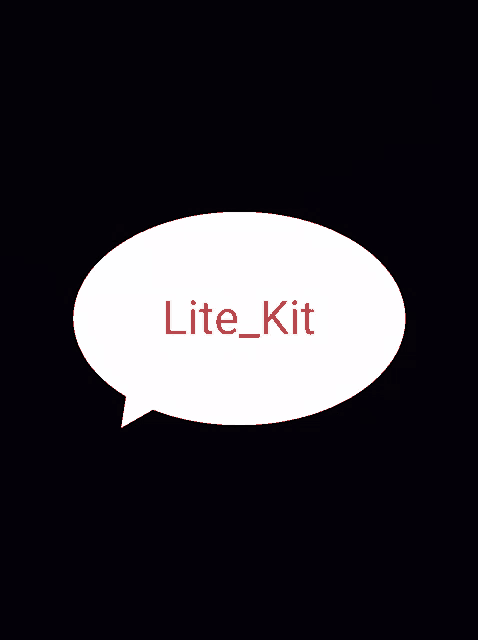 a white speech bubble that says lite kit