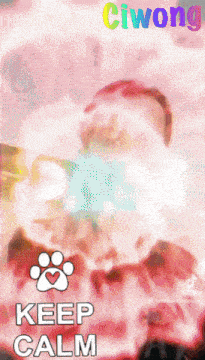 a poster with a paw print and the words keep calm on it