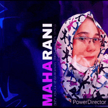 a woman wearing glasses and a hijab with the name maharani on the bottom
