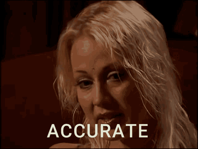 a close up of a woman 's face with the word accurate on the bottom