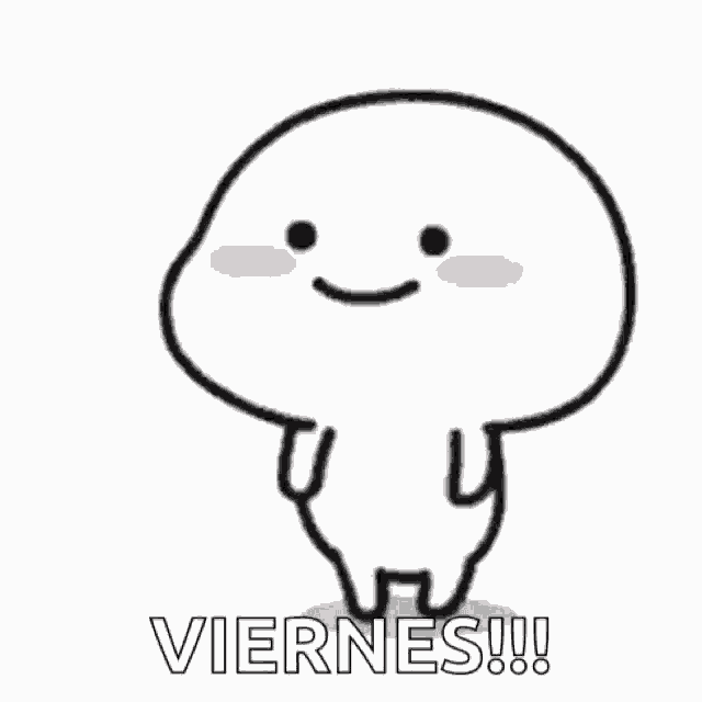 a cartoon character with a smile on his face and the word viernes written below him