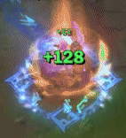 a video game screen shows a sphere with the number 128 on it