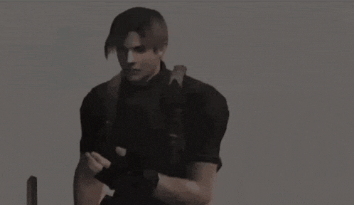 a man in a video game is wearing a black shirt and black belt