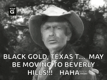 a man in a cowboy hat is talking about black gold