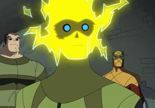a cartoon of a man with a yellow lightning bolt on his head